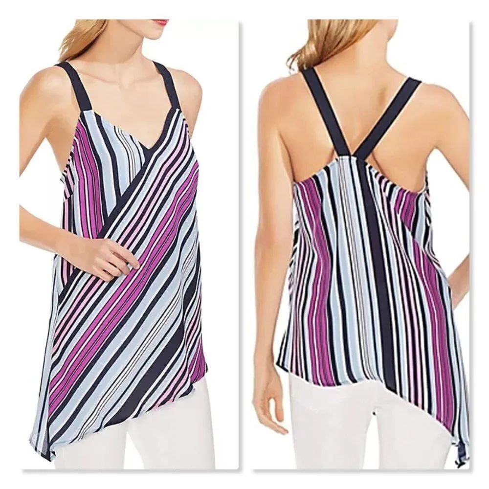 Vince Camuto Asymmetrical Hem Colorful Boardwalk Tank size Large- NEW